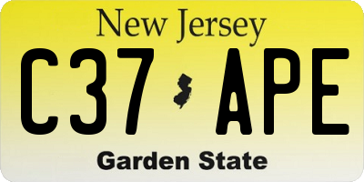 NJ license plate C37APE