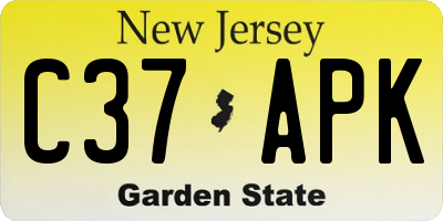 NJ license plate C37APK