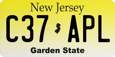 NJ license plate C37APL