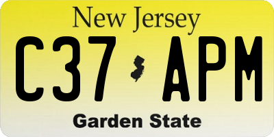 NJ license plate C37APM