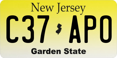 NJ license plate C37APO