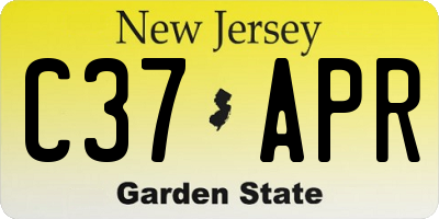 NJ license plate C37APR