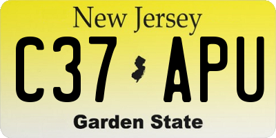 NJ license plate C37APU