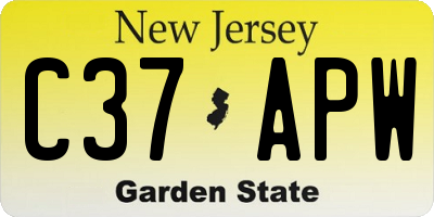 NJ license plate C37APW