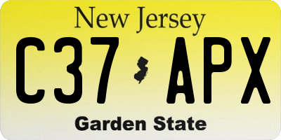 NJ license plate C37APX