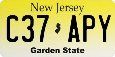 NJ license plate C37APY