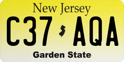 NJ license plate C37AQA