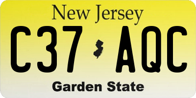 NJ license plate C37AQC
