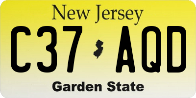 NJ license plate C37AQD