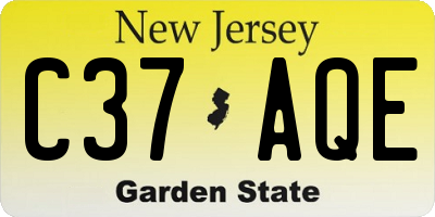 NJ license plate C37AQE