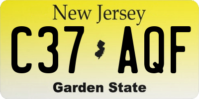 NJ license plate C37AQF