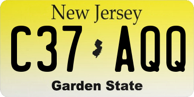 NJ license plate C37AQQ