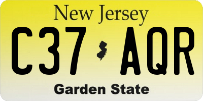 NJ license plate C37AQR