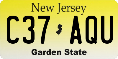NJ license plate C37AQU