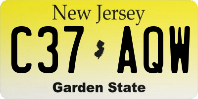 NJ license plate C37AQW