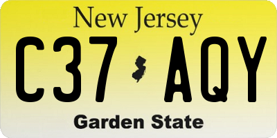 NJ license plate C37AQY