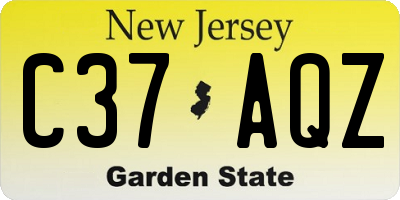 NJ license plate C37AQZ