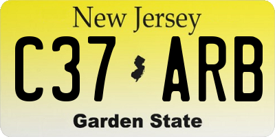 NJ license plate C37ARB