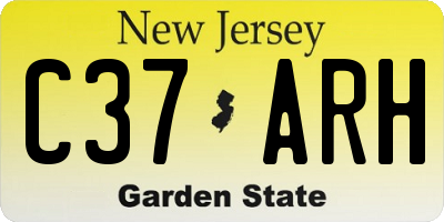 NJ license plate C37ARH