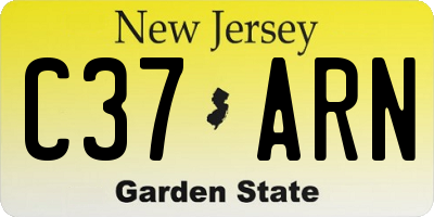 NJ license plate C37ARN