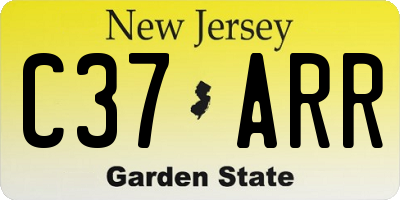 NJ license plate C37ARR