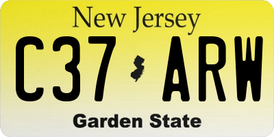 NJ license plate C37ARW