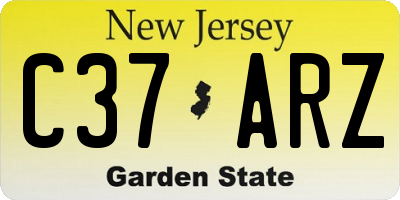 NJ license plate C37ARZ