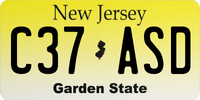 NJ license plate C37ASD