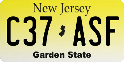 NJ license plate C37ASF