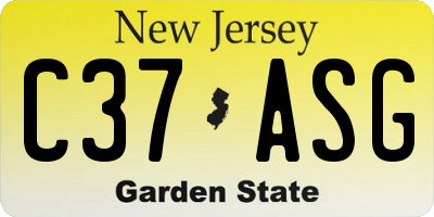 NJ license plate C37ASG