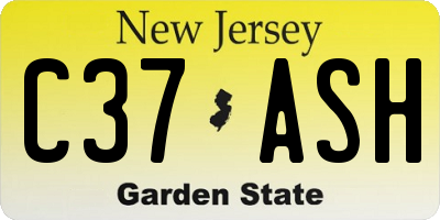 NJ license plate C37ASH