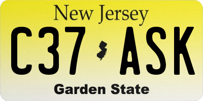 NJ license plate C37ASK