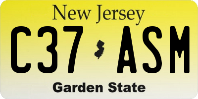 NJ license plate C37ASM