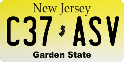 NJ license plate C37ASV