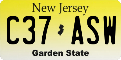 NJ license plate C37ASW