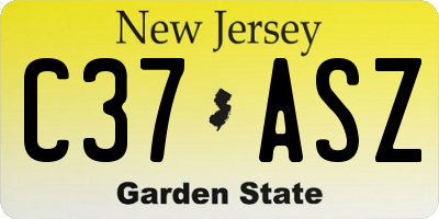 NJ license plate C37ASZ