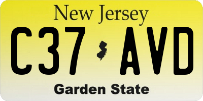NJ license plate C37AVD