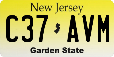 NJ license plate C37AVM