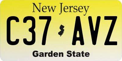 NJ license plate C37AVZ