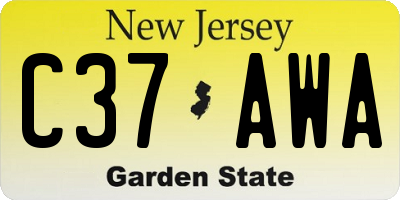 NJ license plate C37AWA