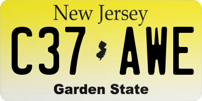 NJ license plate C37AWE