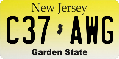 NJ license plate C37AWG