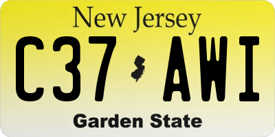 NJ license plate C37AWI