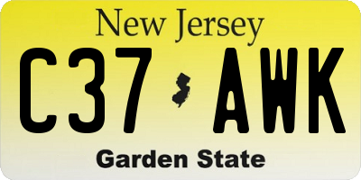 NJ license plate C37AWK