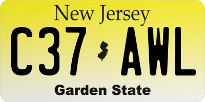 NJ license plate C37AWL