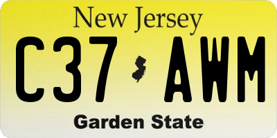 NJ license plate C37AWM