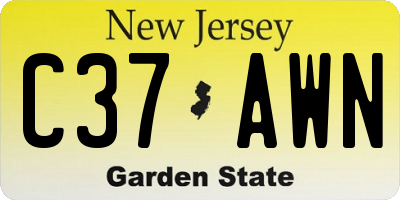 NJ license plate C37AWN