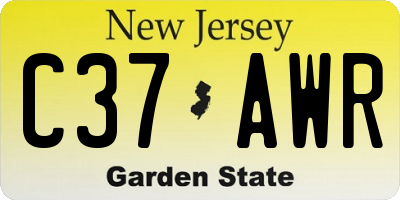 NJ license plate C37AWR