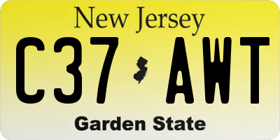 NJ license plate C37AWT