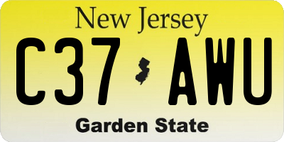 NJ license plate C37AWU